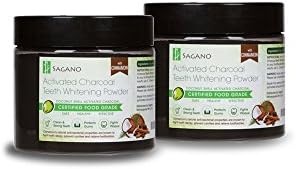 Natural Activated Charcoal Teeth Whitening Powder with Organic Cinnamon by Sagano 2-pc Discounted Bundle (2 Items)