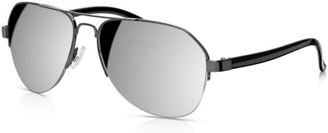 Sunglass Junkie Mens Semi-Rimless Mirror Aviator Sunglasses