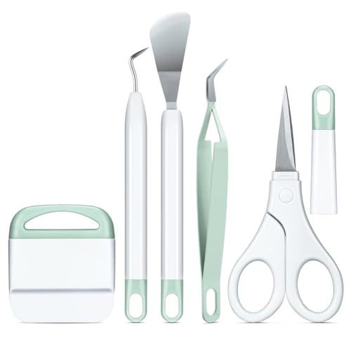WORKLION Vinyl Weeding Tools Set- Craft Weeding Tools for Vinyl Precision Crafting Tools Kit Including Sticker Tweezers, Scissors, Spatula, Weeder, Scraper