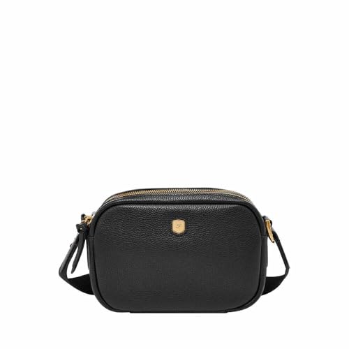 FOSSIL Logan Sac à main en cuir ou nylon pour femme, Charbon de bois noir, 22.86L cm x7.62Wcm x15.24 H cm