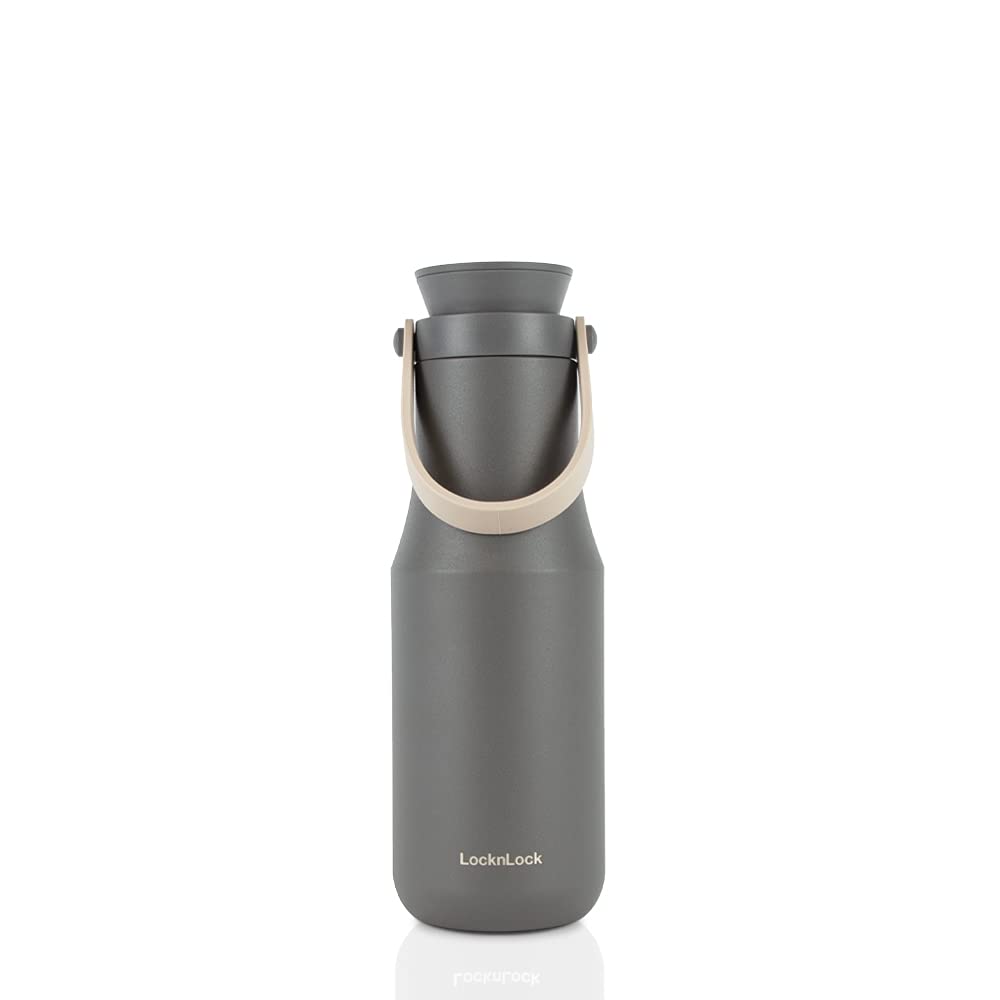 LocknLock, Double-Wall Vacuum Insulated Stainless Steel & Handle, 16 oz, Gray Metro Bottle