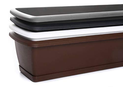 Blumentopf Blumenkasten Balkonkasten Pflanztopf mit Aufhängung und Untersetzer Robuster Kunststoff Geländerkasten Halterungen 40cm-90cm 6 Größen (400 Anthrazit) – Bild 6