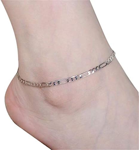 HIRIRI Women Girl Silver Cute Small Plum Flower Heart Chain Anklet Ankle Bracelet Barefoot Sandal Beach Foot