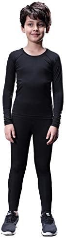 Boy's Thermal Underwear Set Long John Skin Base Layer Tops and Bottom with Fleece Lined