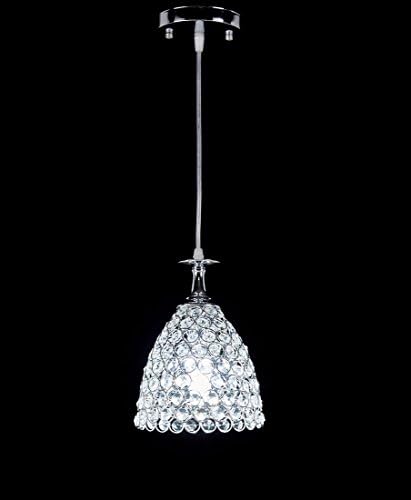 Top Lighting 1-Light Chrome Finish Metal Shade Crystal Chandelier Hanging Pendant Ceiling Lamp Fixture