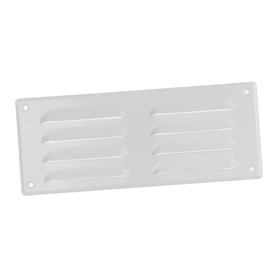 260x105mm / 10x4" inch White Metal Air Vent Grille Cover with Insect Mesh - Ventilation Cover
