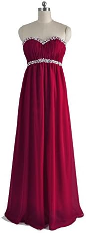 OSEPE Long Strapless Chiffon Bridesmaid Dress Long Evening Gowns Burgundy Size 14