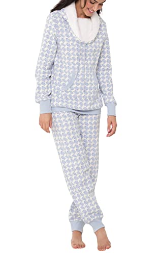 PajamaGram Womens Pajamas Plush Fleece - Warm Pajamas for Women, Blue, 2X, 20-22