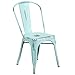 Flash Furniture Blake Commercial Grade 4 Pack Distressed Green-Blue Metal Indoor-Outdoor Stackable Chair