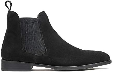 Black Chelsea Suede Boots, Men Dress Shoes Goodyear Welted