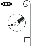 5 Pack Garden Shepherd Hook 48 in Bird Feeder Pole Hanging Plants Basket Hanger Stand 2/5 in Outdoor Pathway Solar Light Lantern Wind Chimes Wedding Decor Heavy Duty Rust Resistant Black