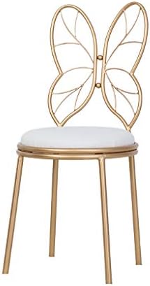 Family History Butterfly Tie Change the shoe bench, Nordic style Gold Princess Dressing table Makeup chair Individual Backrest Dining chair Household Decoration Furniture 90CM,White
