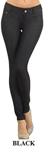 Women Pull-up Pants Casual Jean Look Jeggings Tights Slim Fit Spandex Leggings S-3XL (3XL, GT/Black)