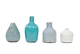 Creative Co-Op DA1092 Set of 4 Blue & Ivory