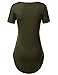URBANCLEO Womens Side Slit Casual Beach Mini T Shirt Dress Jersey OLIVE S LARGE