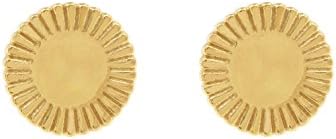 YUWEI 24k Gold Plated Classic Round Wheel Stud Earrings