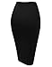 TWINTH Slim Vintage Pencil Skirts Below Knee Skirt Black M
