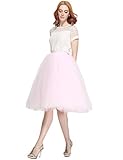 Nemobridal Women's 7 Layer Short Elastic Waistband Tutu Princess Tulle Midi Skirt