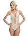 Shymay Women Backless Shapewear Bodysuit Plunge Backless Body Shaper Bra Seamless Thong Low Back Shapewear for Backless Dress (Beige, 32B/C)