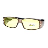 Womens Fit Over Glasses Polarized Night Driving Rhinestone Sunglasses