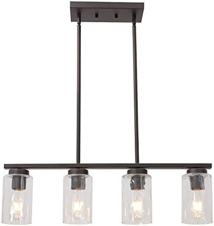 TODOLUZ 4 Light Farmhouse Chandeliers Clear Glass Shade Modern Hanging Pendant Light Fixture for Kitchen Dining Rooms Study Bar