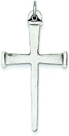 Solid Sterling Silver .925 , Antiqued Nail Cross Pendant (Solid, Sterling silver, Antique finish)