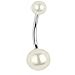 Sinlifu Fresh Pearl Belly Button Ring Navel Ring Body Jewelry Surgical Stainless Steel Body Piercing Ring
