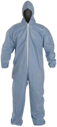 DuPontProshield 6 TM127S Secondary Flame Resistant Coverall with Attached Hood, Blue, X-Large (Case of 25)