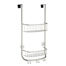 InterDesign Forma Over-Door Shower Caddy, Small Hanging Bathroom Shelves, Made of Metal, Silver