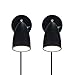 Black Plug in Wall Sconce Set of 2, Rotatable Modern Wall Lamp with ON/Off Switch Cord for Bedroom Living Room, Black Plug-in Hardwired Wall Lamp with On/Off Switch Cord for Indoor Living Room