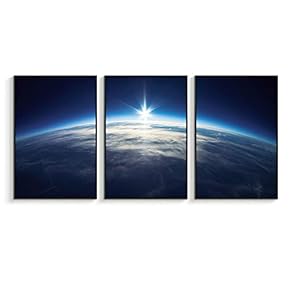 Framed Canvas Wall Art for Living Room, Bedroom Sky Space View Canvas Prints for Home Decoration Ready to Hanging - 16"x24"x3 Panels