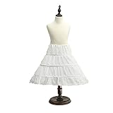 MicBridal Kid Girls' 3-Hoop Petticoat Slip Flower Girl's Crinoline UnderSkirt (One Size, White)