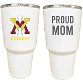 R and R Imports VMI Keydets Proud Mom 24 oz Insulated Stainless Steel Tumblers White. Officially Licensed Collegiate Product
