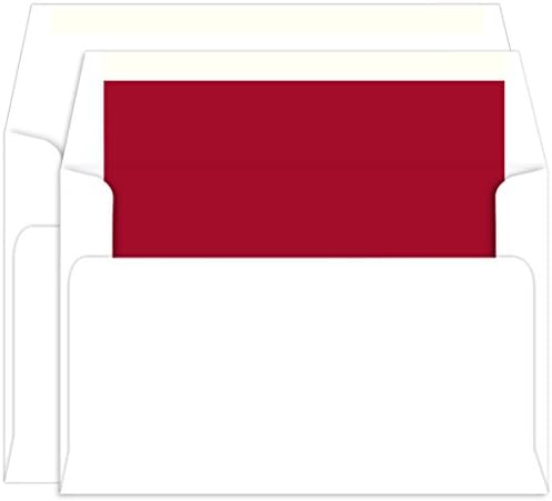 A9 Double Envelopes Radiant White Scarlet Red Lined pack 50
