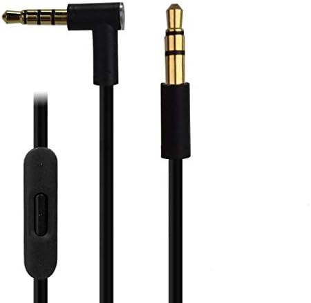 eplacement Beats Audio Cable + Inline Remote / Microphone for Beats by Dr. Dre Headphone SoloHD / Studio / Pro / Detox / Wireless Black