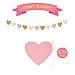 Pink Hanging Paper Fans Round Folding Heart Banner Rosettes Party Supplies Photo Props for Valentines Day Wedding Birthday Baby Shower Wall Decor Party Decorations (Pink)