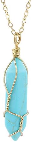 Hexagonal Natural Quartz Stone Pendant Healing Crystal Full Wire Wrap Gemstone Necklace Women