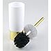 mDesign Decorative Compact Freestanding Plastic Toilet Bowl Brush and Holder for Bathroom Storage and Organization - Metal Handle/Base - Space Saving, Sturdy, Deep Cleaning - White/Gold Brass