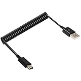 MXTECHNIC USB 2.0 Expansion Spring Coiled Cable 4inch Standard Spiral Flexible Active Extension USB 2.0 Type A Male to Mini B Male Processors for Printers, Cameras, Mouse and Other USB Computers