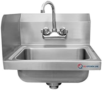 EQ Kitchen Line Stainless Steel Commercial Compartment Sink, 15.75"L x 15.00"W x 13.00"H