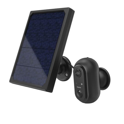 Hama Überwachungskamera (WLAN Kamera f. außen mit Akku u. Solar, Outdoor Kamera per Sprache/App steuern, wetterfeste Außenkamera, Bewegungsmelder, Nachtsicht, 2-Wege-Audio, Aufzeichnung, FullHD) schw.