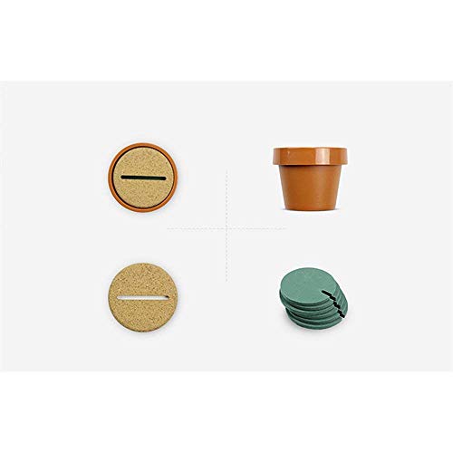 6-Piece Green Coaster Set with Flower Pot Shaped Holder - Thumbnail 4