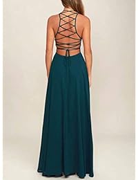 Vestido largo de gasa con tirantes para dama de honor