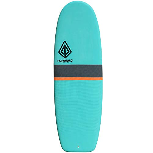 Paragon Surfboards Foamy Mini Simmons | Handshaped, Fast & Easy to Ride Performance Soft Top Surfboard | Unique FoamTech Material | 5'6" x 20.25" x 2.5" | Green/Orange | Future Fins Included