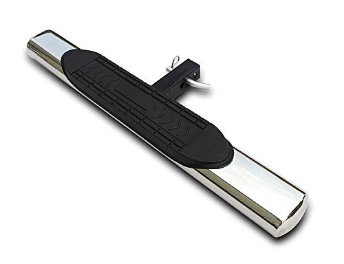 Span Universal Stainless Aluminum 5-inch Oval Hitch Mounting Step Bar Hitch Step Rear Roof Rack Bumper Guard Protector for Vehicles with 2-inch Receiver