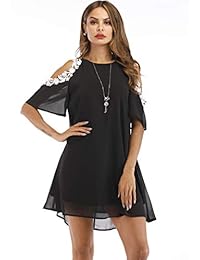 Aox - Blusa de gasa con hombros descubiertos para mujer