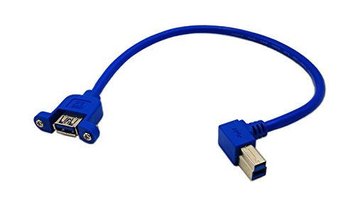 CGTime 12" Panel Mount USB 3.0 A Female To Right Angled USB B Male Extension Cable with screws(Blue)