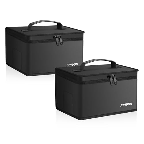 Pack of 2 Fireproof Battery Storage Box, 5200°F Explosion-proof Lipo Safe Bag with Waterproof Double Zip, Fireproof Box for Batteries for Charging and Storing