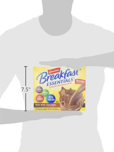 Carnation Breakfast Essentials Powder Drink Mix, Rich Milk Chocolate, 10 Count Box of 1.26 oz Packets - Thumbnail 3