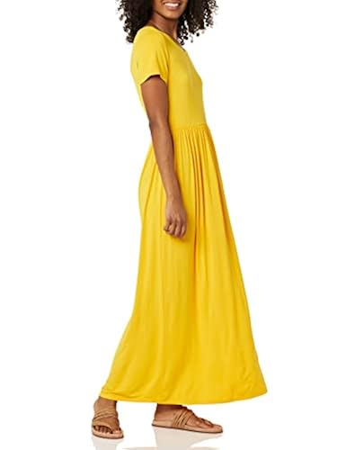 chinese dress ladies Amazon Essentials Women's Jersey Standard-Fit Short-Sleeve Crewneck Side  Slit Maxi Dress (Previously Daily Ritual) main image 0